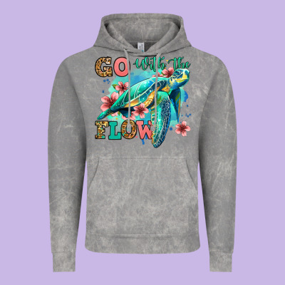 Go With The Flow Floral Turtle Vintage Hoodie Designed By Jasminsmagicworld