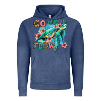 Vintage Denim go with the flow floral turtle Vintage Hoodie - Jasminsmagicworld