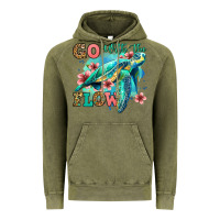 Vintage Olive go with the flow floral turtle Vintage Hoodie - Jasminsmagicworld