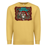 Antique Gold merry christmas bull skull Premium Sweatshirt - RanaPortraitStore