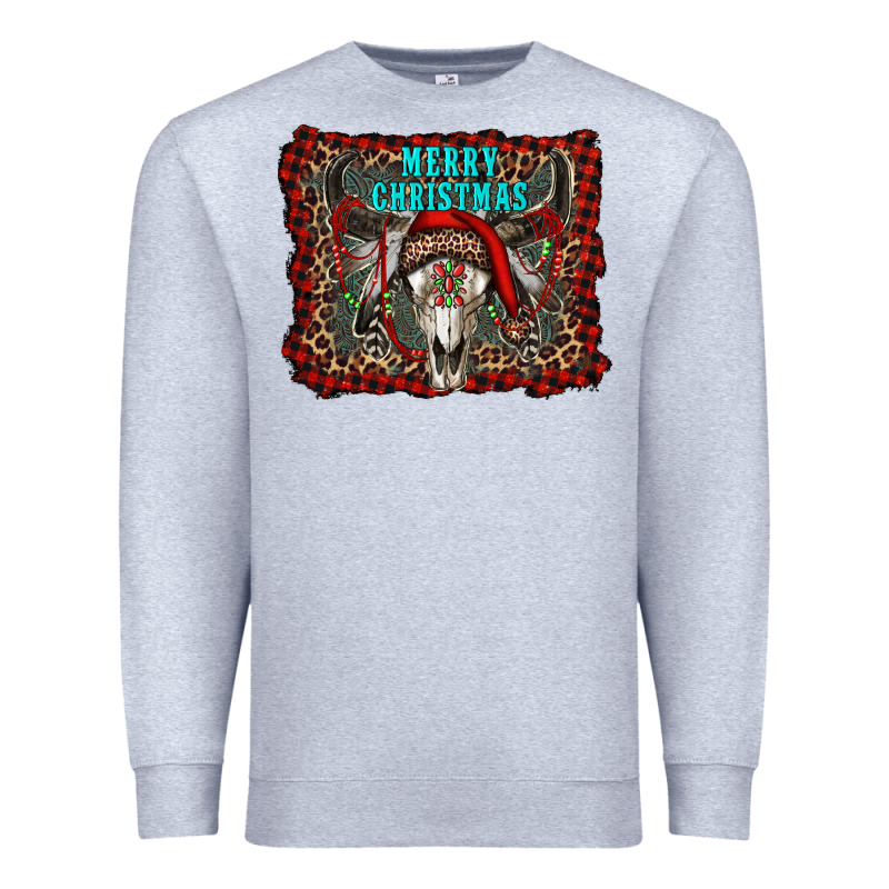 Merry Christmas Bull Skull Premium Sweatshirt by RanaPortraitStore | Teevron