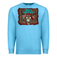 Ocean Blue merry christmas bull skull Premium Sweatshirt - RanaPortraitStore