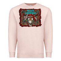 Pale Pink merry christmas bull skull Premium Sweatshirt - RanaPortraitStore