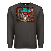 Smoke merry christmas bull skull Premium Sweatshirt - RanaPortraitStore