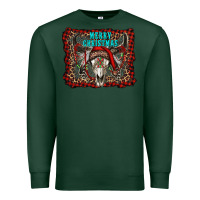 Sports Green merry christmas bull skull Premium Sweatshirt - RanaPortraitStore