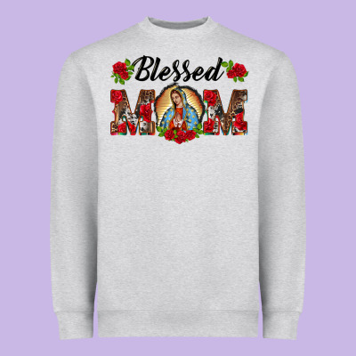 Blessed Mom Lady Of Guadalupe Heavyweight Sweatshirt Designed By Barkaloodesign