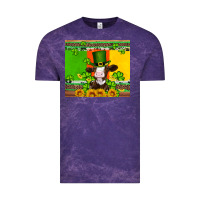 Cloud Purple saint patricks cow and hat with sunflower and shamrock Vintage Tee - Artiststas