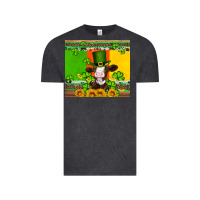 Vintage Black saint patricks cow and hat with sunflower and shamrock Vintage Tee - Artiststas