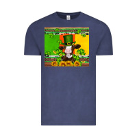 Vintage Denim saint patricks cow and hat with sunflower and shamrock Vintage Tee - Artiststas