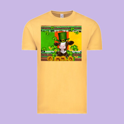 Saint Patricks Cow And Hat With Sunflower And Shamrock Vintage Tee Designed By Artiststas
