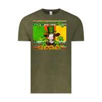 Vintage Olive saint patricks cow and hat with sunflower and shamrock Vintage Tee - Artiststas