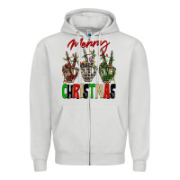 Dove Grey Merry Christmas skeleton hands Zipper Hoodie - NancyCooperArtShop