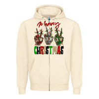Sandshell Merry Christmas skeleton hands Zipper Hoodie - NancyCooperArtShop