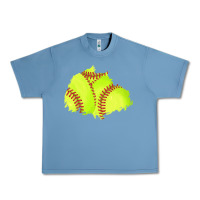 Pebble Blue softball patch Urban Heavy Tee - AdoDesignShop