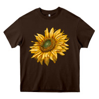 Chocolate Brown sunflower Heavy Core Tee - RanaPortraitStore