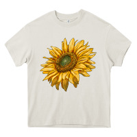 Cream sunflower Heavy Core Tee - RanaPortraitStore