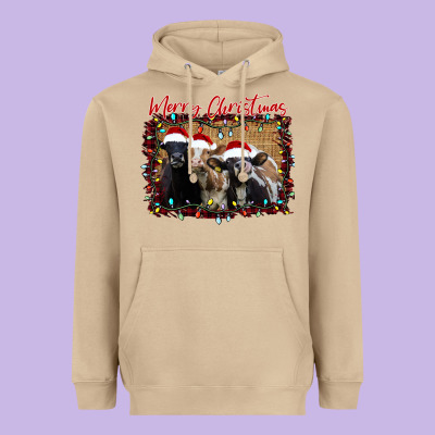 Merry Christmas Cows Heavyweight Hoodie Designed By Bettercallsaul