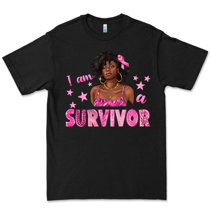 I Am A Survivor Breast Cancer With Afro Woman Premium Tee by texasbilliewilder | Teevron