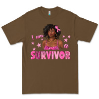 Cacao I Am a Survivor Breast Cancer with Afro Woman Premium Tee - texasbilliewilder