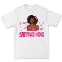 White I Am a Survivor Breast Cancer with Afro Woman Premium Tee - texasbilliewilder