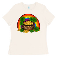 Bone st patricks shamrock gold leopard rainbow Ladies Tee - RanaPortraitStore