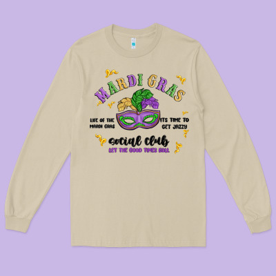 Mardi Gras Social Club Long Sleeve Tee Designed By Maliassmallbusiness