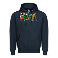 Navy Christmas Believe Zipper Hoodie - MaliasSmallBusiness