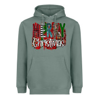 Sage Merry Christmas Buffalo Plaid Leopard Heavyweight Hoodie - Bettercallsaul