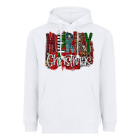 White Merry Christmas Buffalo Plaid Leopard Heavyweight Hoodie - Bettercallsaul