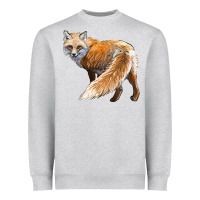 Heather Grey Red Fox Heavyweight Sweatshirt - LillyAllenDesigns