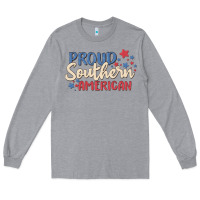 Heather Grey proud southern american Long Sleeve Tee - MaliasSmallBusiness