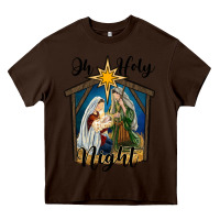 Chocolate Brown oh holy night holy family Heavy Core Tee - RanaPortraitStore