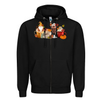 Black Fall Gnome Coffee Cups Zipper Hoodie - MaliasSmallBusiness