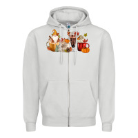 Dove Grey Fall Gnome Coffee Cups Zipper Hoodie - MaliasSmallBusiness