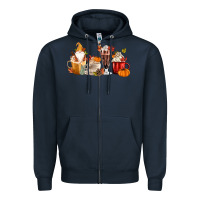 Navy Fall Gnome Coffee Cups Zipper Hoodie - MaliasSmallBusiness