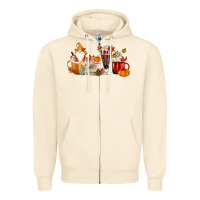 Sandshell Fall Gnome Coffee Cups Zipper Hoodie - MaliasSmallBusiness