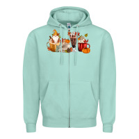Seafoam Fall Gnome Coffee Cups Zipper Hoodie - MaliasSmallBusiness
