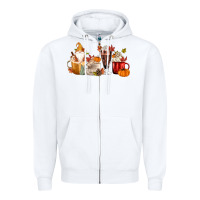 White Fall Gnome Coffee Cups Zipper Hoodie - MaliasSmallBusiness