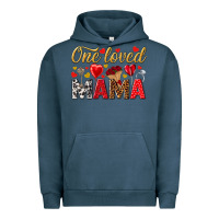 Pigment Midnight Navy One loved mama valentines day Urban Hoodie - HowdyJamesFarm
