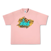 Salmon glitter leopard turquoise patch Urban Heavy Tee - AdoDesignShop