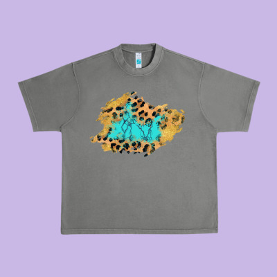 Glitter Leopard Turquoise Patch Urban Heavy Tee Designed By Adodesignshop