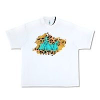 White glitter leopard turquoise patch Urban Heavy Tee - AdoDesignShop