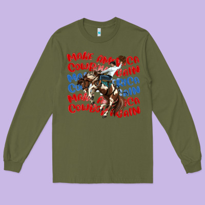 Make America Cowboy Again Long Sleeve Tee Designed By Maliassmallbusiness