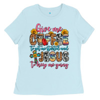 Baby Blue give me coffee to get me started and jesus to keep Ladies Tee - Zillion Design Studio