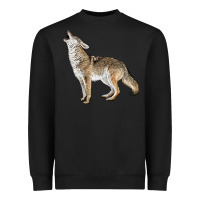 Black Howling Coyote Heavyweight Sweatshirt - LillyAllenDesigns