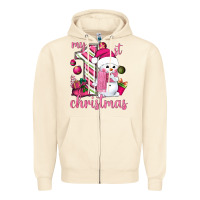 Sandshell My 1st. pink Christmas with cute snowman Zipper Hoodie - NancyCooperArtShop