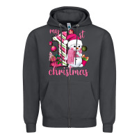 Smoke My 1st. pink Christmas with cute snowman Zipper Hoodie - NancyCooperArtShop