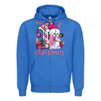 True Royal My 1st. pink Christmas with cute snowman Zipper Hoodie - NancyCooperArtShop