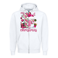 White My 1st. pink Christmas with cute snowman Zipper Hoodie - NancyCooperArtShop