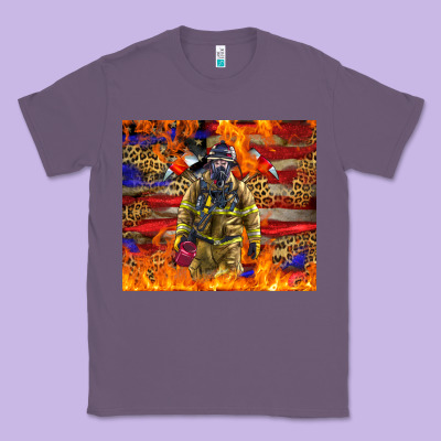 Western Firefighter With American Classic Tee Designed By Lillyallendesigns